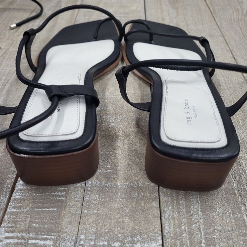 NWT Rag‎ & Bone Cindy Leather Tie Heel Sandal In Black Size: US 9 NIB $398 - Picture 6 of 6